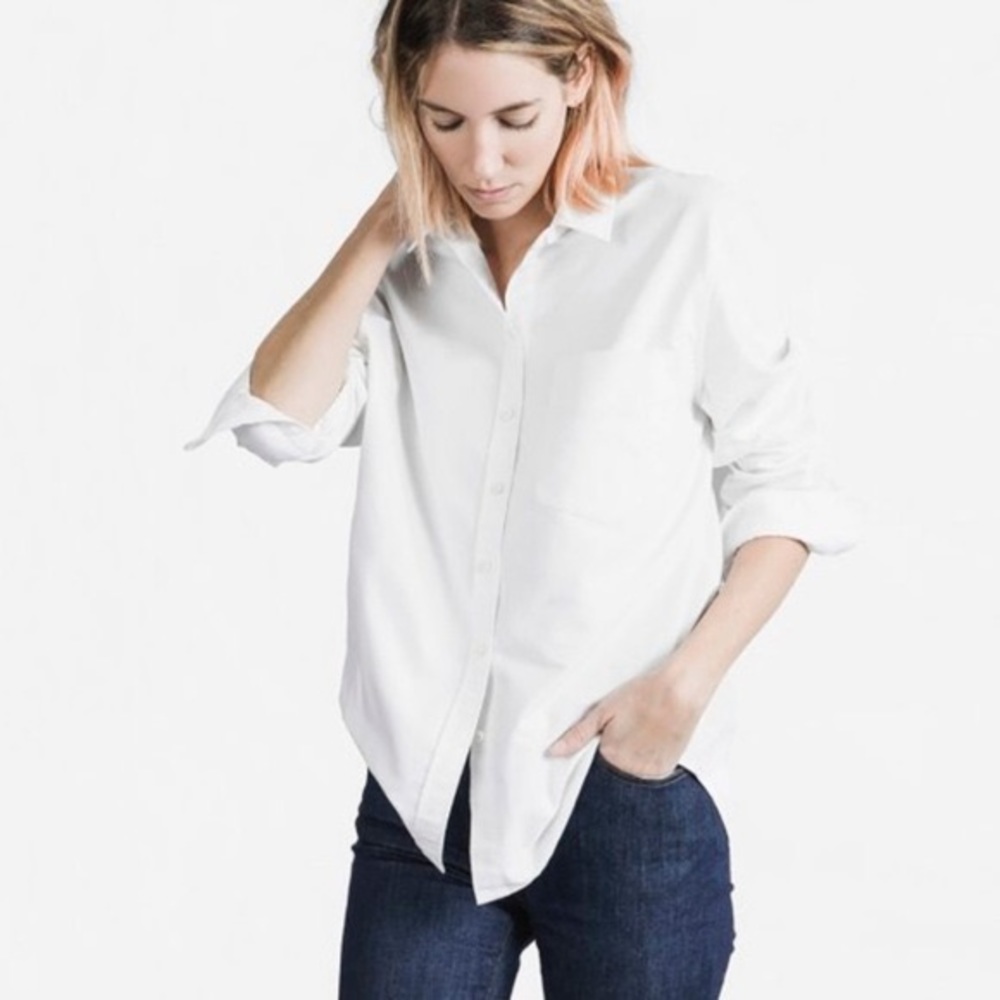 NWT Everlane White The Organic Cotton Oversized Hi Low Circle Blouse size Medium